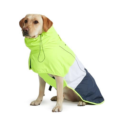 Dog Raincoat Waterproof Rain Jacket w (Neon White Navy Blue / 3XL)