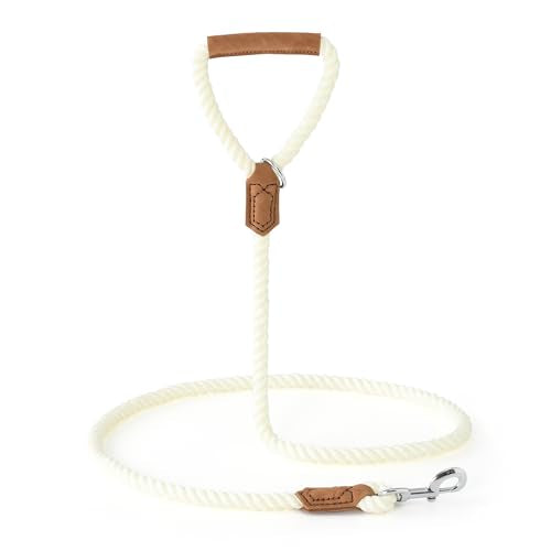 Dog Leash Braided Cotton Rope w (Snow White / 72 Inch-1/2")
