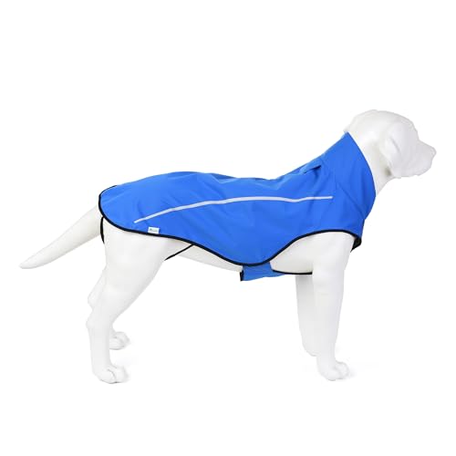 Dog Raincoat Adjustable Waterproof Reflective Rain Jacket for Small Medium Large Dogs (M Chest 26"-32" / Blue)