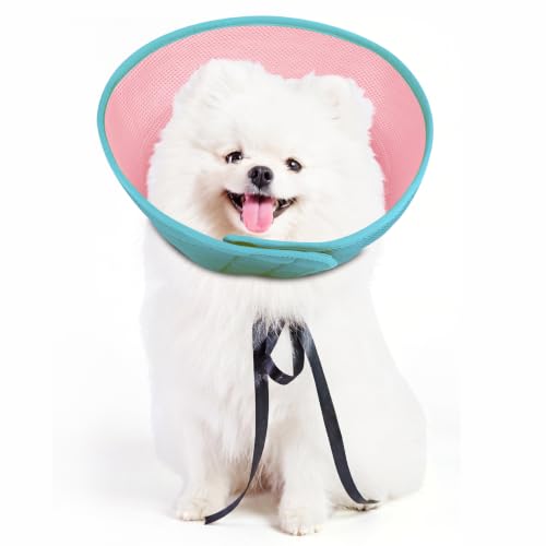 Soft Dog Cone Collar to Stop Licking After Surgery (Pink Blue / S)