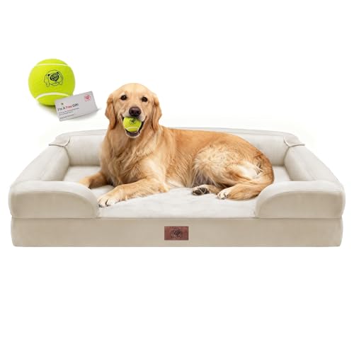 Waterproof Orthopedic Dog Bed for Extra Large Sized Dogs (X-Large(42"L x 30"W x 9"Th) / Beige)