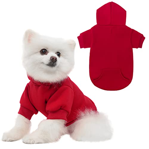 Dog Hoodie for Small Medium Dogs Cats (Red / X-Small)