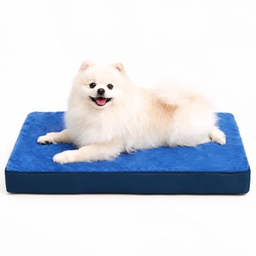 Waterproof Medium Dog Bed for Crate with Washable Cover (29.0"L x 18.0"W x 3.0"Th / Navy)