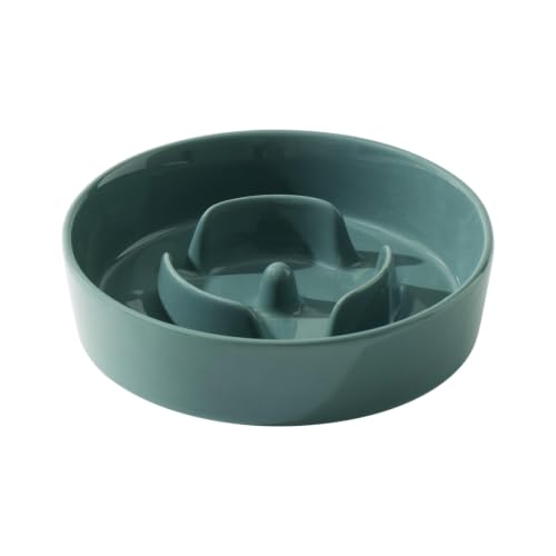 Ceramic Slow Feeder Dog Bowls (Dark Green)