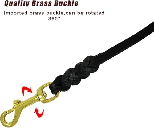 Leather Dog Leash 4ft x 1 (4ft x 1/2 inch / Black)