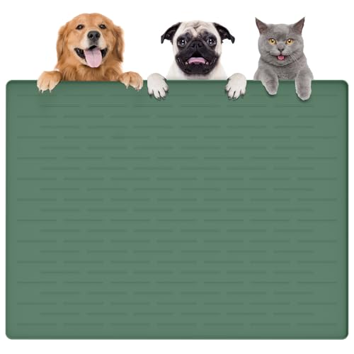 Largest Dog Food Mat (Deep Green / 39.5"L x 29.5"W)