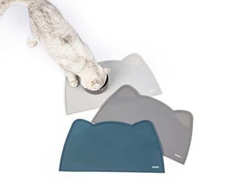 Cat Food Mat Silicone Pet Feeding Mat (18"L x 10"W / Ash Light Grey)