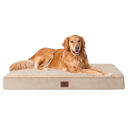 Orthopedic Dog Bed Large with Removable Washable Cover (44*32*3.5 inches / khaki)