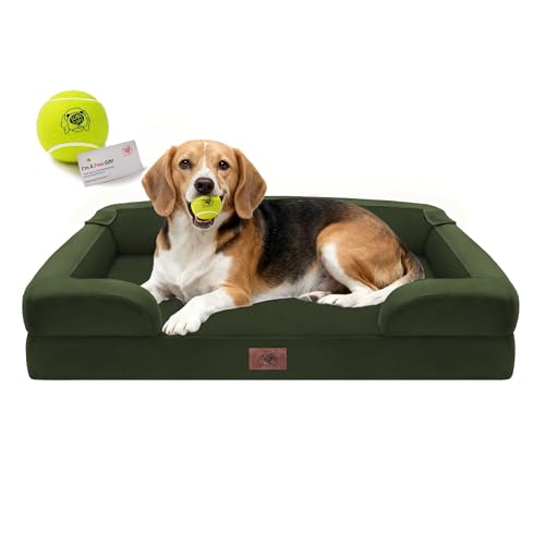 Waterproof Orthopedic Dog Bed for Medium Large Sized Dogs (36 x 27 x 7.5 in / Oliva Green)
