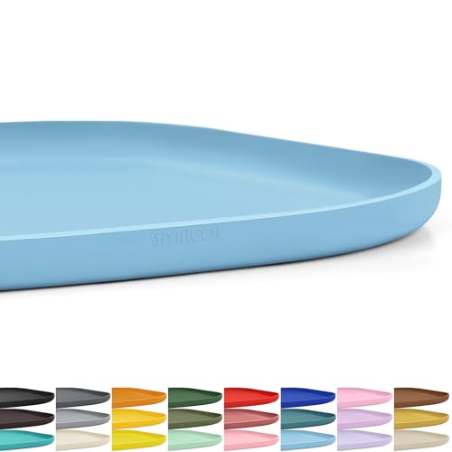 Waterproof Silicone Pet Food Mat with Raised Edge for Dog & Cat (Light Blue / 12"L x 12"W)