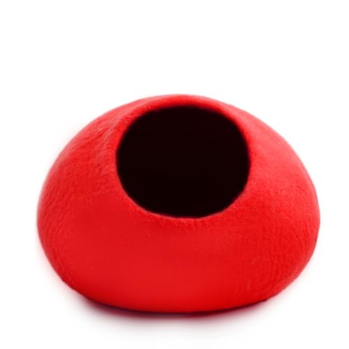 Premium Felt Cat Cave Bed (Red Plain)