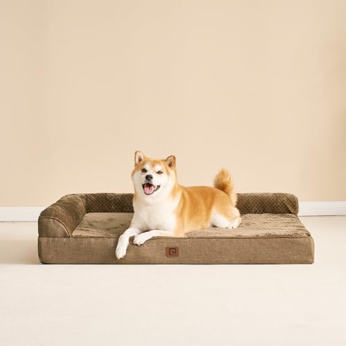 Orthopedic Dog Bed Medium Size Dogs (Camel / 30.0"L x 20.0"W x 6"Th)