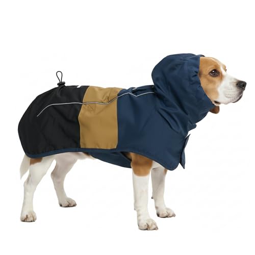 Dog Raincoat Waterproof Rain Jacket w (Blue Gold Black / XX-Large)