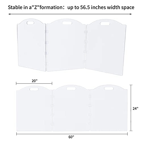 Clear Acrylic Freestanding Dog Gates for the House (3 Panel - 60''W x 24''H)
