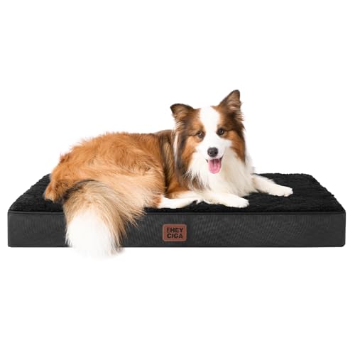 Orthopedic Dog Bed Large with Removable Washable Cover (36*27*3.5 inches / Black)