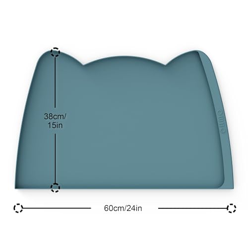 Large Dog Food Mat (24"L x 15"W / Light Blue)