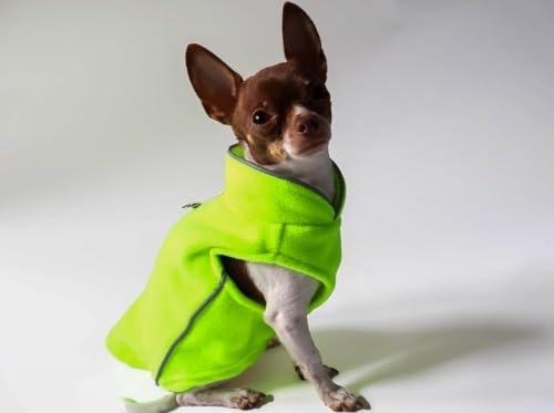 Fleece Vest Dog Sweater with Leash Ring (M (6-10lbs) / Neon Green)