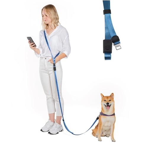 4-in-1 Hands Free Dog Leash, Versatile Crossbody/Waist Dog Leash with Easy Release Buckle, Easy Adjust to Fit Your Body and Waist for Walking, and Running Your Doggy (Navy Blue) (Navy Blue)