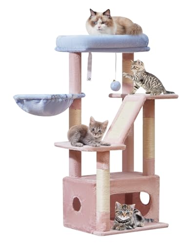 Cat Tree 38.5In Cat Tower for Indoor Cats (Pink and Blue / 38.5 Inches)