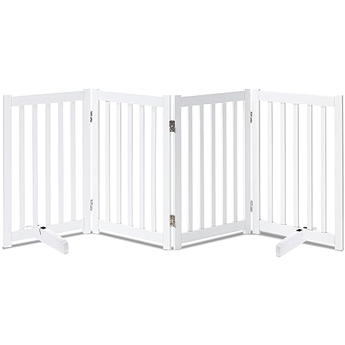 Wooden Free Standing Dog Gate 80" W x 30" H (White / 80"W x 30"H)