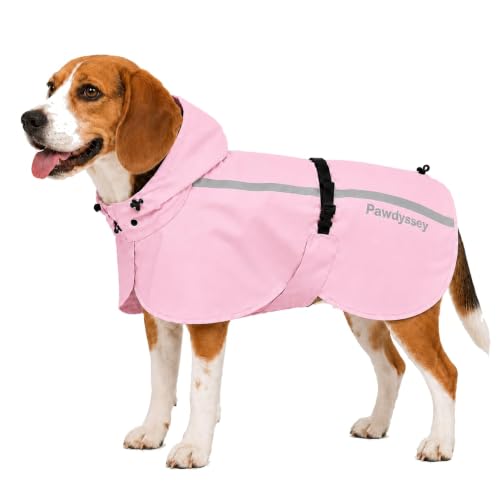 Stretch Fabric Dog Raincoat with Hood (Cherry Blossom Pink / Medium)