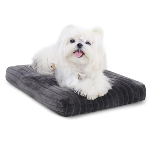 Washable Dog Crate Bed Kennel Mat for Small Dogs (Gray / 21.0"L x 12.0"W x 2.5"Th)