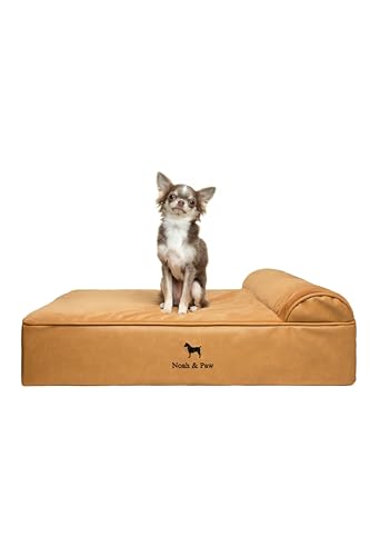 Dog Bed 28x23x7.5 Inch (Vegan Leather - Camel / Medium)