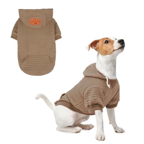 Dog Hoodies Sweater for Small Dogs (Khaki / S (Back: 12",Chest: 16", Neck: 10"))
