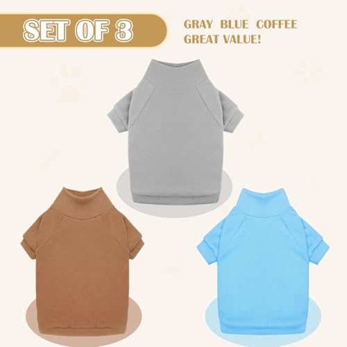 3 Pack Dog Sweater Fleece Pet Clothes Turtleneck Soft Warm Pet Sweatshirt Dog Sweaters for Small Dogs Sweaters for Medium Dogs Boy Girl (S/M / Gray Blue Coffee)