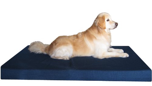 Jumbo Orthopedic Memory Foam Dog Bed for Large Dogs with Durable Denim Cover (55.0"L x 47.0"W x 4.0"Th / Navy Blue)