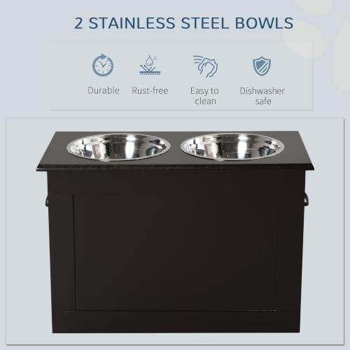 Raised Pet Feeding Storage Station for Large Dogs (Coffee)
