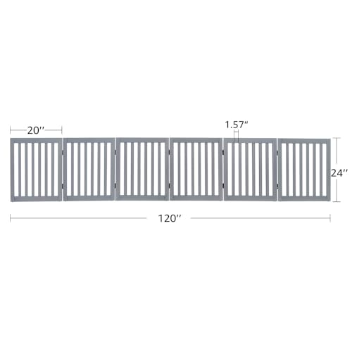 120" Extra Wide Pet Gate and Pet Playpen Combination for Dog Cat (Gray / 120"W×24"H)