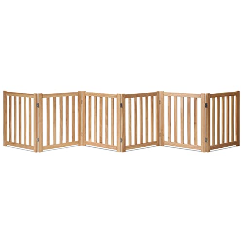 Wooden Free Standing Dog Gate 120" W x 24" H (Natural / 120"W x 24"H)