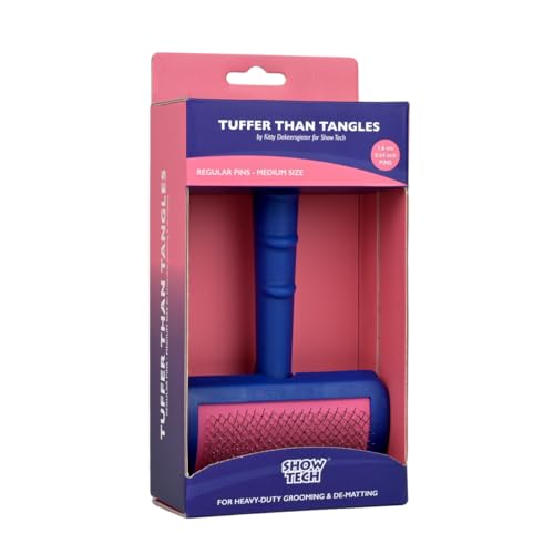 Tuffer Than Tangles Slicker Brush for Dog Grooming with Long (Medium Size Regular Pins)