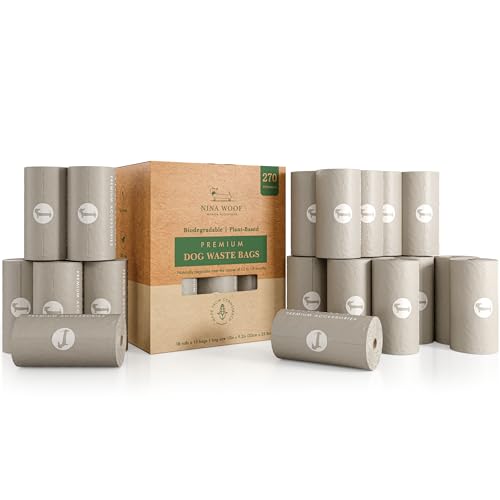 100% Certified Home Compostable and Biodegradable Dog Poop Bags (Gray / 270 Bags (18 Rolls))