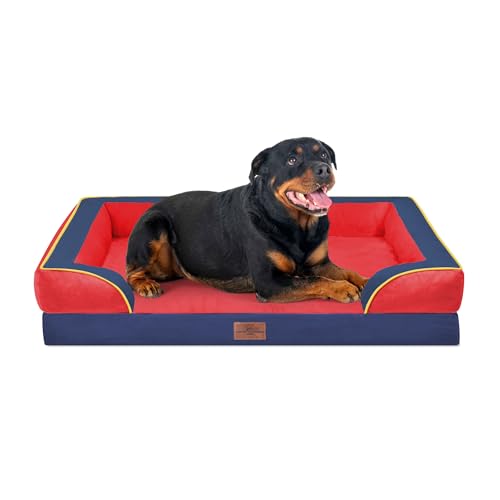 Orthopedic Dog Bed for Extra Large Dogs with Bolster (45.0"L x 35.0"W x 8.5"Th / Kansas)