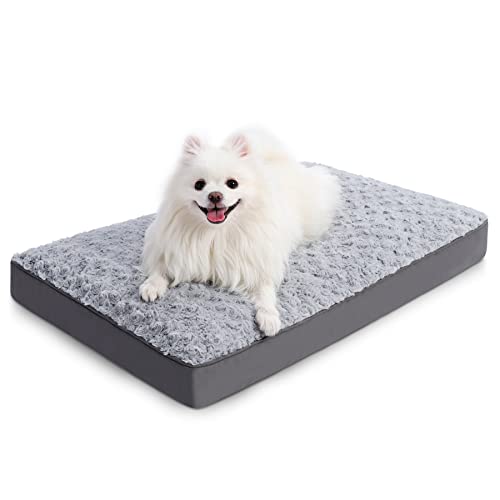 Washable Dog Crate Bed Waterproof for Medium Dogs (Light Grey / 29.0"L x 18.0"W x 3.0"Th)