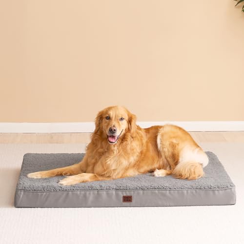 Orthopedic Dog Bed Extra Large with Removable Washable Cover (41*27*3.5 inches / Light Grey)