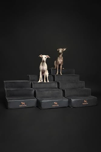 Dog Stairs Dog Ramp for Bed ((5 Step) Charcoal)