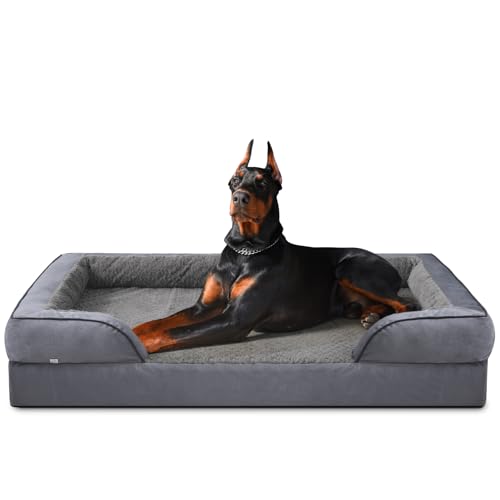 XXL Plus Orthopedic Dog Beds Large Sized (XXL- PLUS (53"x 42"x 8") / Dark Grey)