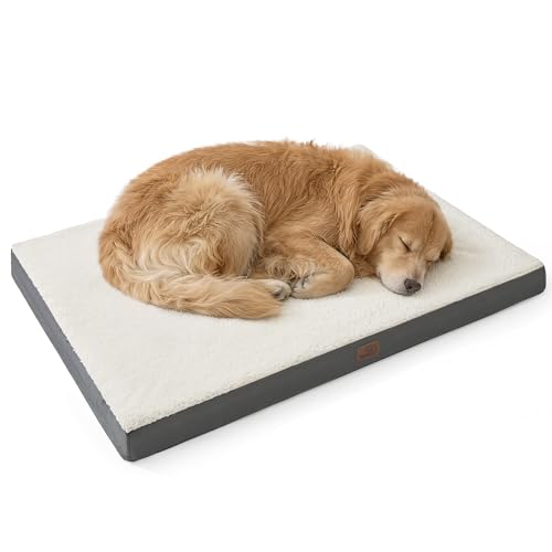 XL Dog Bed Extra Large Pet Bed with Comfy Sherpa (44"L x 32"W x 3"Th / Grey)