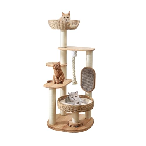 49.6in Solid Wood Cat Tree for Large Cat (49.6IN)