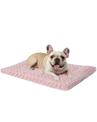 Washable Dog Bed Mat Medium Size Fluffy Pet Crate Pad 36x23 (Pink / 36.00" x 23.00" x 1.50")