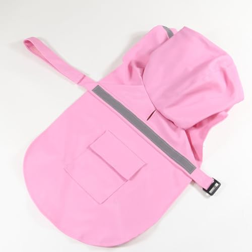 Dog Raincoats with Reflective Strip Hoodie (D4-Pink / 22B (55-65 lbs))