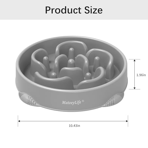 1 Pack Slow Feeder Dog Bowls (I-Gray / Large)