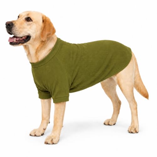 Ribbed Dog T Shirt Cotton Knitted Dog Sweaters for All Season Pet T (3XL (for Large Dog) / Olive green)