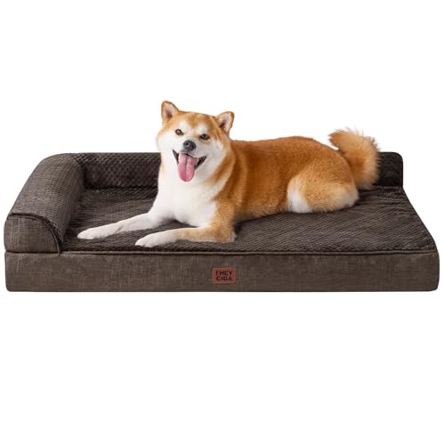 Large Dog Bed Memory Foam for Crate (Brown / 35.0"L x 22.0"W x 6"Th)