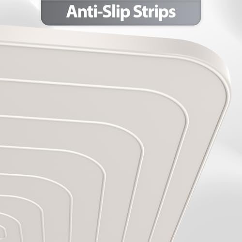 Silicone Dog Cat Food Mat Extra Thick Raised Edge (Beige Gray / 18"L x 12"W)