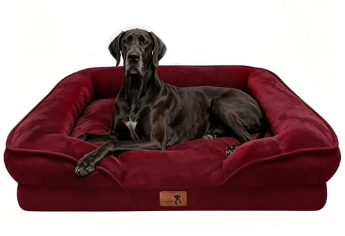 Orthopedic Dog Bed with Sides (53.0"L x 42.0"W x 8.0"Th / Burgundy)