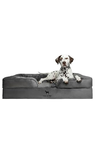 XL Dog Bed 45x35x11 Inch (Velvet - Grey / X-Large)